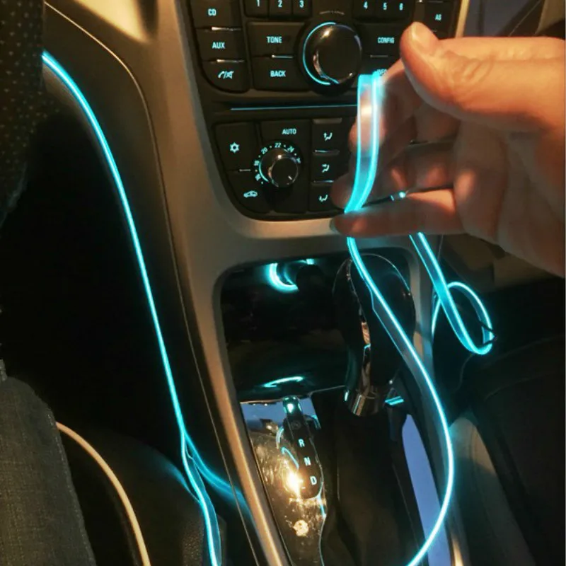 1 м, 3 м, 4 м, 5 м, Гибкий EL Wire Rope Tube, неоновый холодный светильник, светящиеся вечерние украшения для автомобиля, светильник er DC12V, 8 цветов, светодиодный светильник