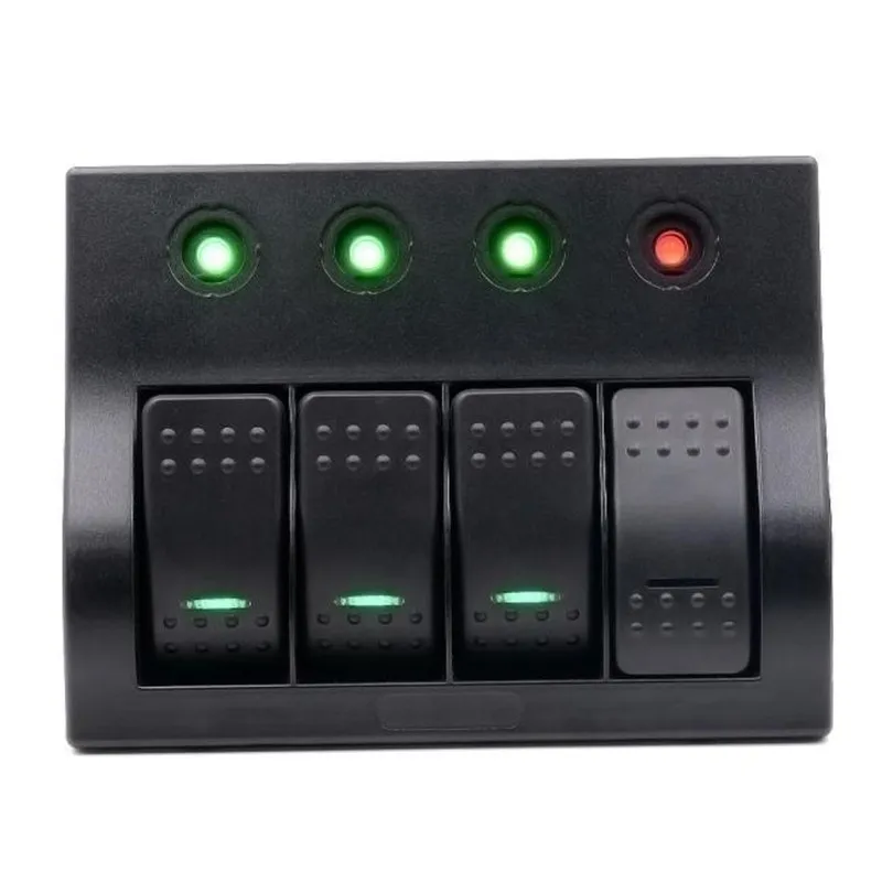 Universal Marine Boat font b RV b font 4 Gang Waterproof Rocker Switch Panel W Led