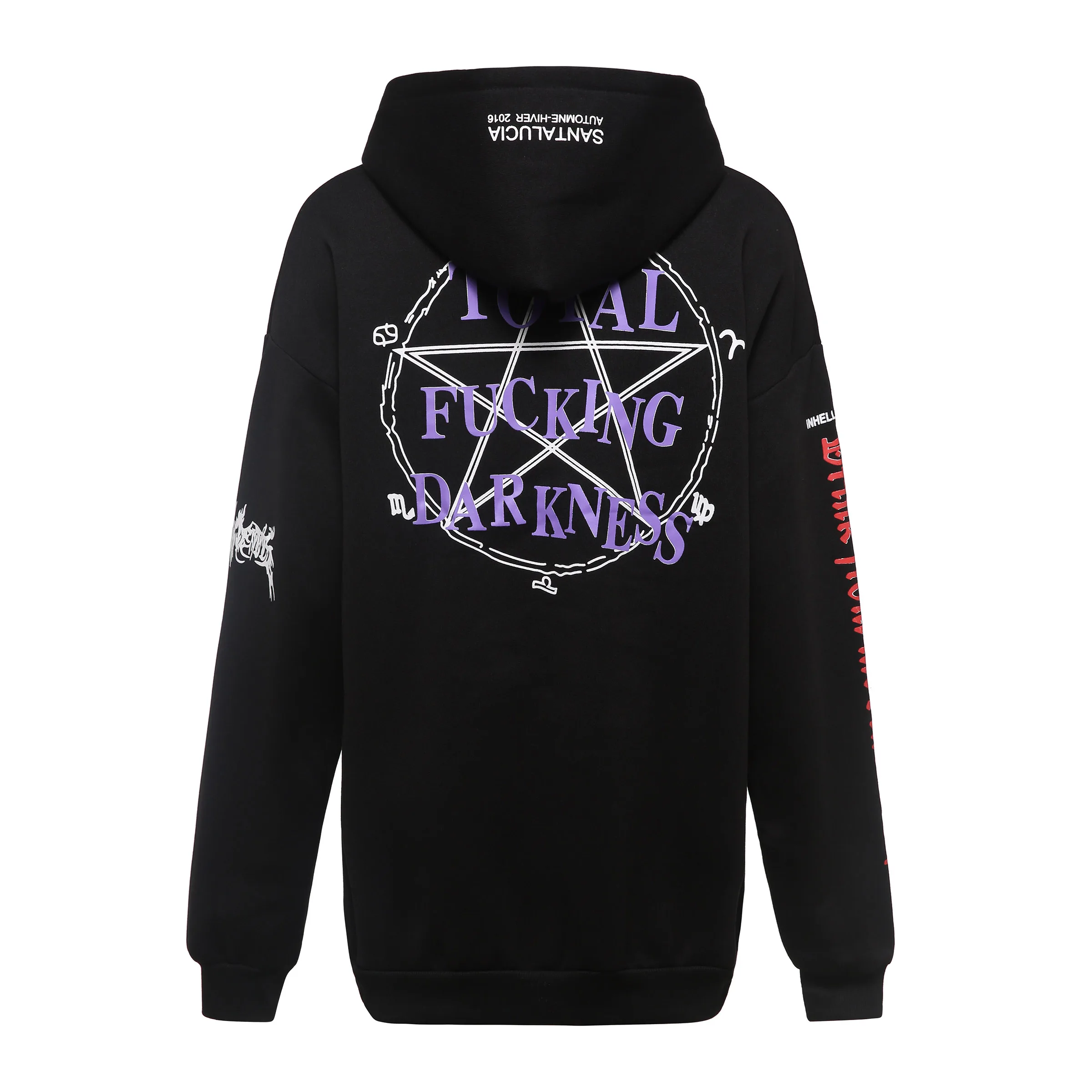 Harajuku Women Spring Hoodies Loose Casual Lace-Up Gothic Letter Print Pocket Hooded BF Style Autumn Black Fashion Hoodies Hot
