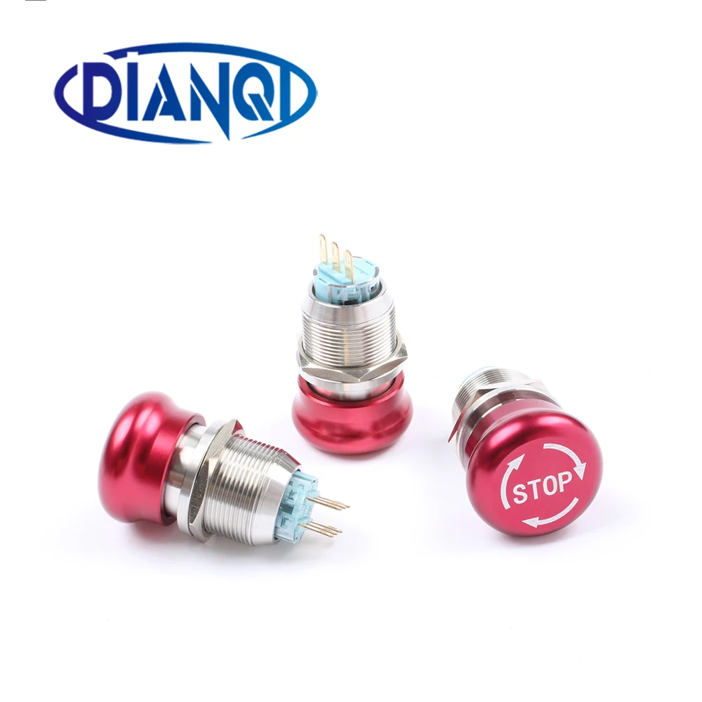 

22mm stainless steel Emergency stop switch Push Button Switch latching 2NO 2NC/1NO 1NC Car button pin terminal stop logo