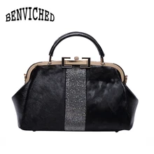 BENVICHED новые модные женские сумки из натуральной кожи, сумки через плечо из конского волоса, сумки с верхней ручкой, сумки-мессенджеры, bolsa L103