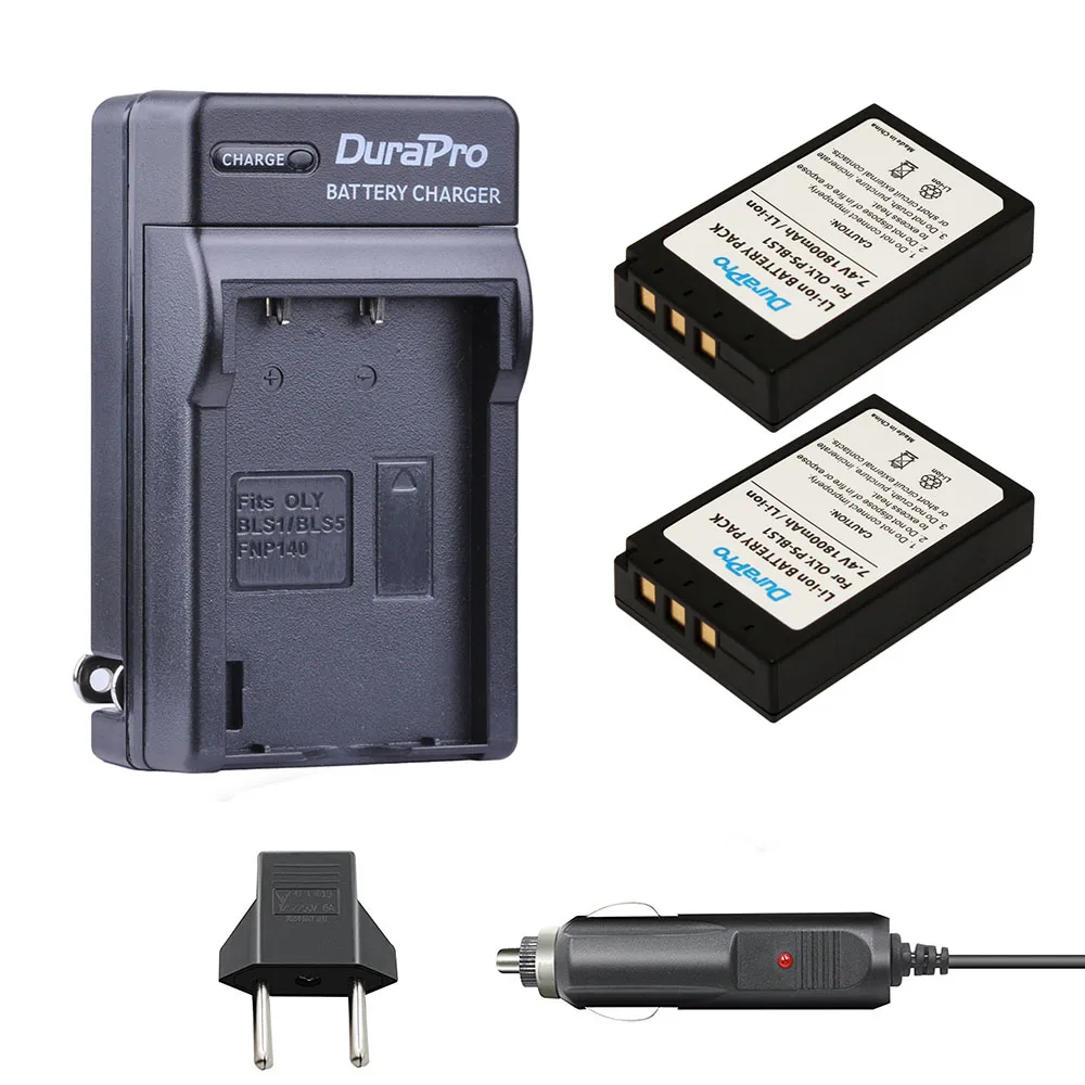 DuraPro 2pc PS BLS1 PS BLS1 Battery + Charger for Olympus Evolt E 400 E