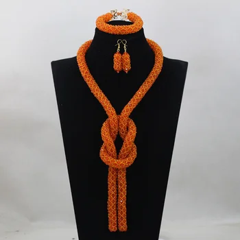 

Trendy Lovely Orange Pendant Jewelry Set Vintage Design Jewelry Set Delicate Rope Chain Necklace For Girls Free Shipping ABH106