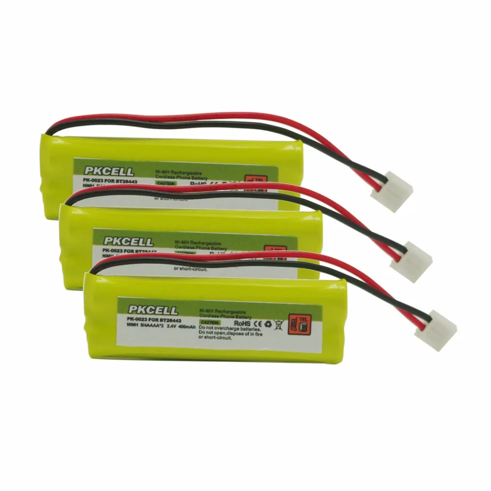 3 аккумулятора PKCELL 2 4 В 400 мАч для телефона Vtech BT18443 BT28443|battery for|battery battery batterybattery 2.4v