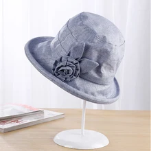 HT1657 рулон поля Для женщин шляпа лето дышащий хлопок Sun Hat Корея, Панама Packable женская панама шляпа