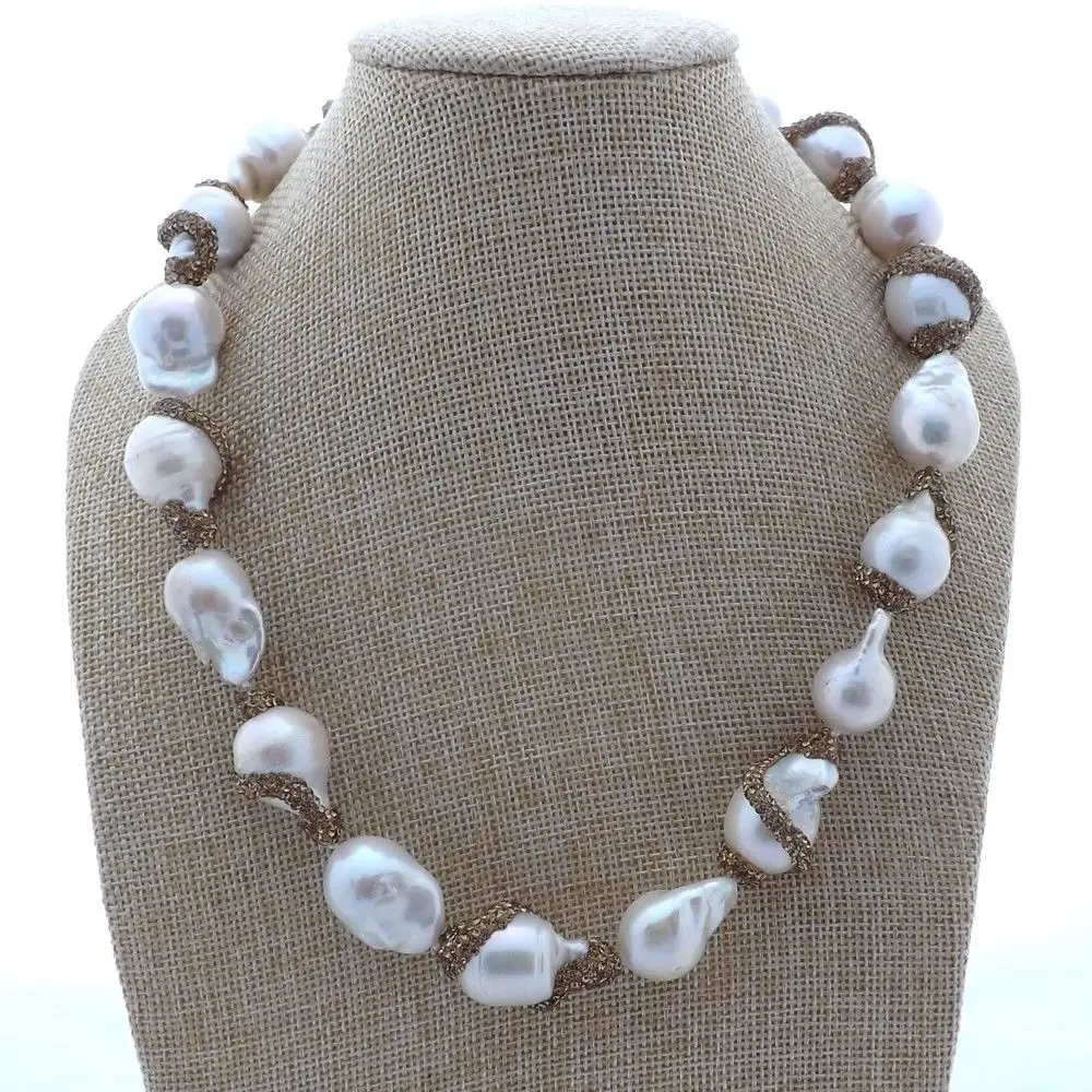 

K111705 20" White Keshi Pearl Necklace
