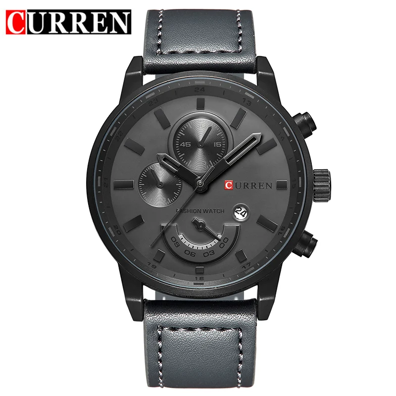 CURREN top luxury brand mens watch Quartz fashion male watches sports Wristwatch Waterproof men watches clock Relogio Masculino - Цвет: gray gray