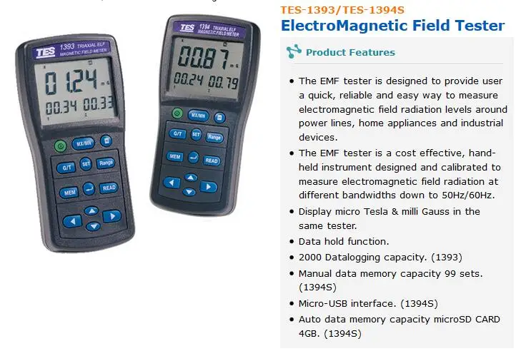 TES1393 Ручной цифровой EMF тестер электро магнитного поля метр TES-1393