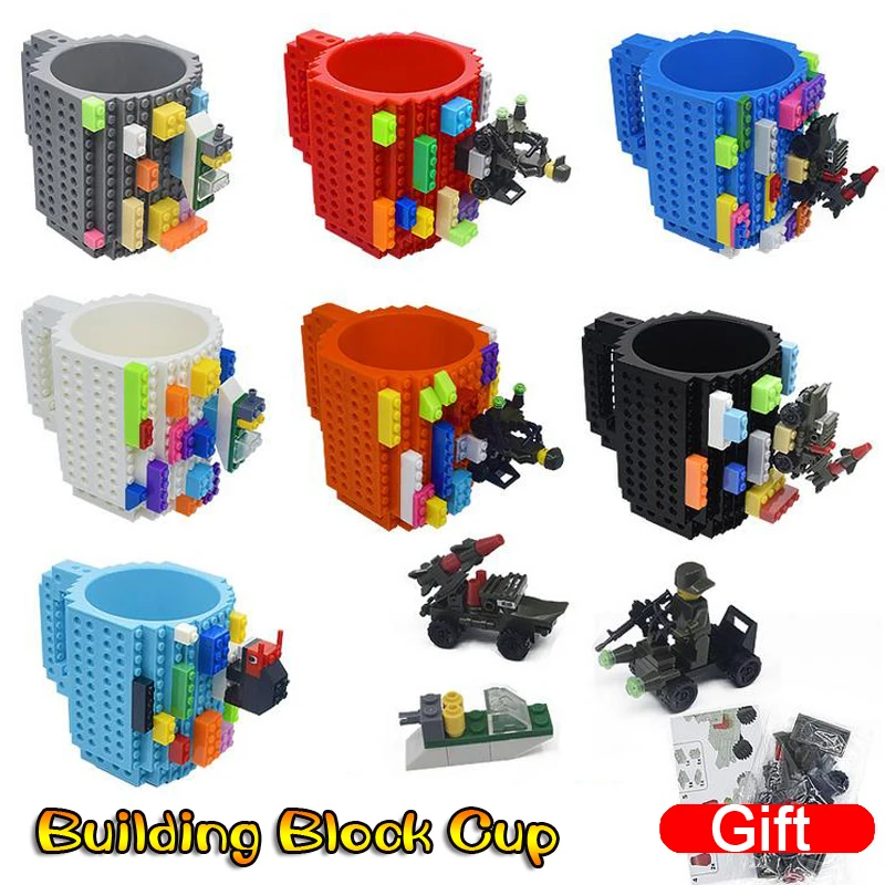 

DOLLRYGA Coffee Mug Build-On Brick Toy Send Accessories Kid Building Blocks Cup DIY Block Toy Mug Drinkware Drinking Toy 11Color