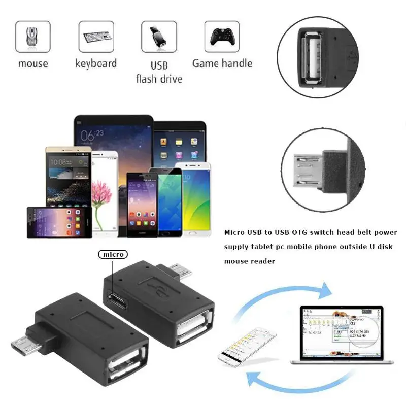 2Pcs 90 right angle Micro USB Female to Type-c OTG Adapter for Mobile Phone