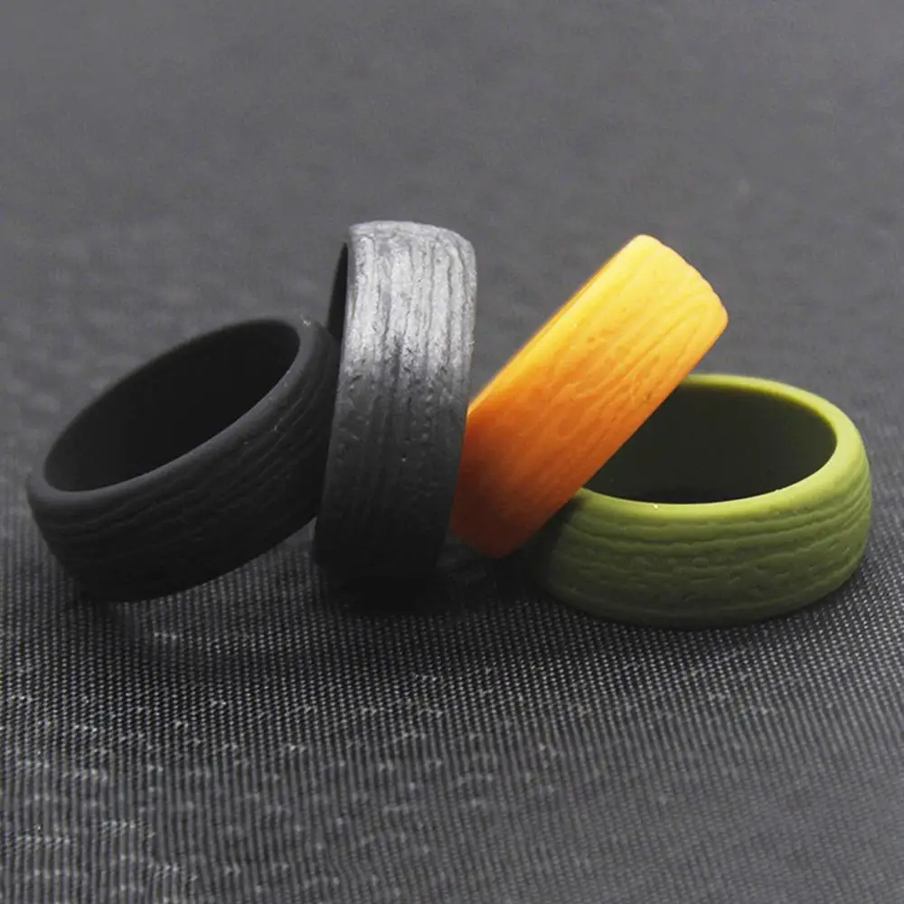

1PC Silicone Wedding Bands Rings for Men Bark Texture Rubber Finger Rings Sports Creative Jewelry Eco-Friendly anillos male JZ37
