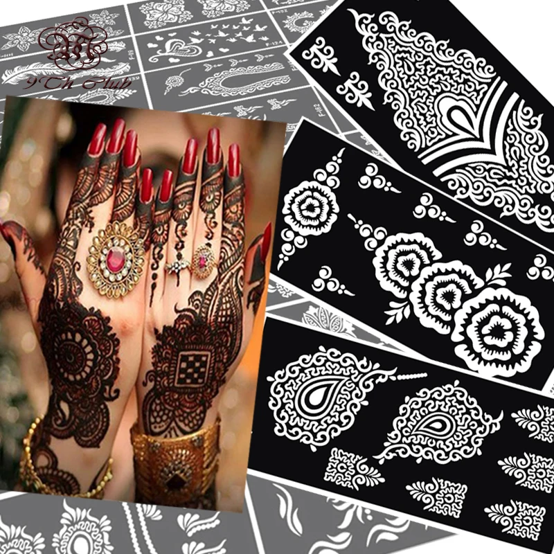 10 pcs Henna Tattoo Stencils Mehndi Indian Templates,Airbrush Lace