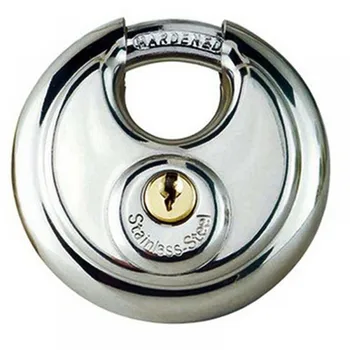 

Good Duty Stainless Steel Armor Brass Cylinder Disc Padlock Round Lock With 2 Keys Hardware Decoration