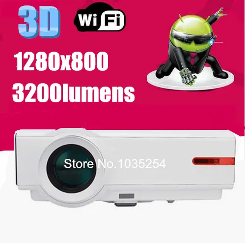 

Hot sale! 5500lumens Android 4.4.2  home theater led projector full hd 1280*800 wifi lcd 3D TV video 720p1080p projector beamer