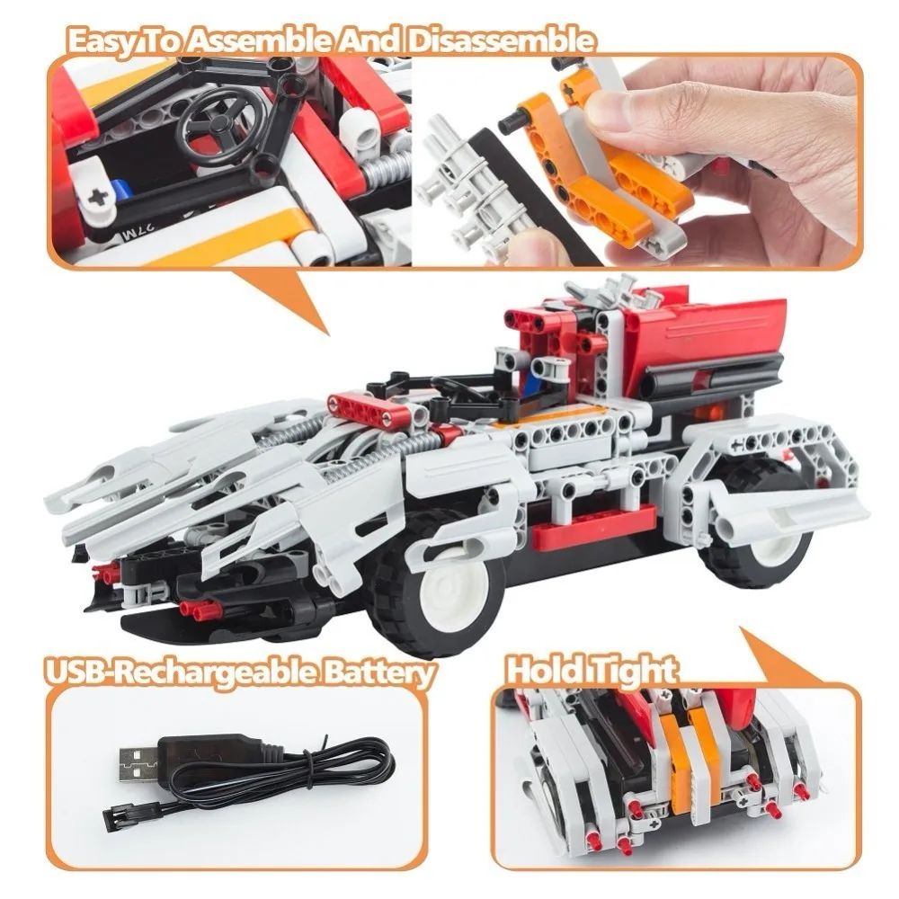 29cm 2in1 Transform Car Technic DIY Assemble RC Car Building Stacking Blocks 408 pcs Big Bricks education Toys Toy Gift for Kids