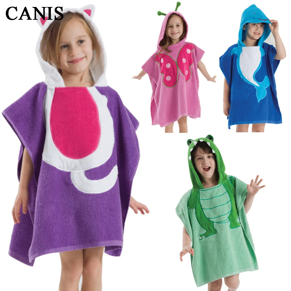 Новое поступление для детей, для мальчиков и девочек с капюшоном пончо Плавание пляжное накидка-полотенце халаты мочалки салфетки для бани халаты полотенца горячей