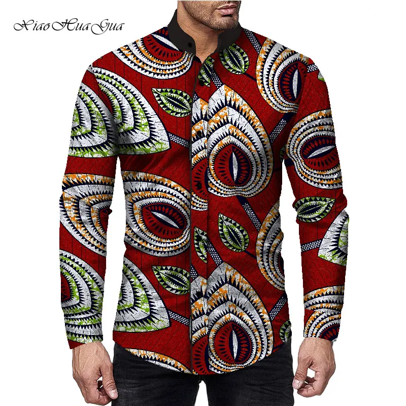 Новинка 2019 года, весенне-осенняя повседневная мужская рубашка в африканском стиле с длинным рукавом, однобортная мужская хлопковая