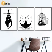 Abstract Conch Ship Cage Wall Art Canvas Painting Nordic Posters And Prints Wall Pictures For Living Room Bedroom Home Decor