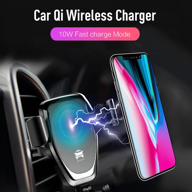 

USB Real Fast Qi Wireless Charging Charger Car Air Vent Holder for iPhone 6 7 8 s XS MAX Hand-free Call Anti-slippery for Huawei