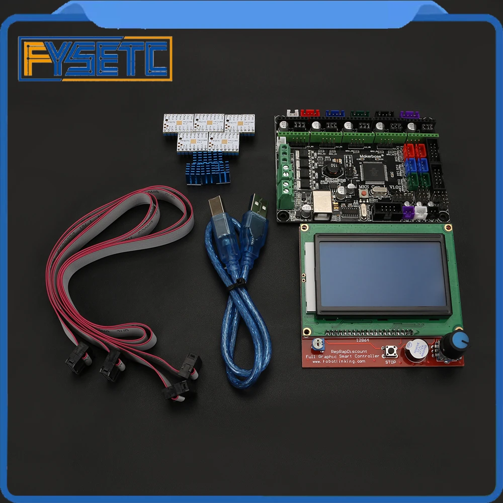 Gen V1.4 3D комплект принтера с доска + 5 шт. TMC2130 v1.0/TMC2208 v1.3 Stepstick Драйвер 12864 Графический