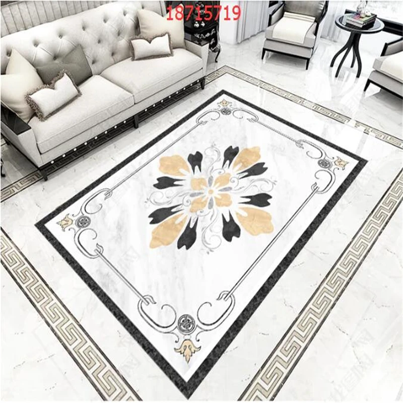 beibehang Custom size European marble mosaic tile retro water knife pattern self-adhesive floor stickers PVC material