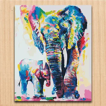 

diy paints by numbers Watercolor animals colorful pictures colorings paintings drawings with kits on canvas framed