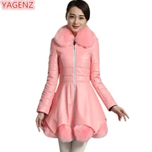 YAGENZ Женская куртка из искусственной кожи, зимнее пальто для женщин, большие размеры, кожаная куртка, длинное пальто, повседневное пальто из искусственной кожи с меховым воротником 801