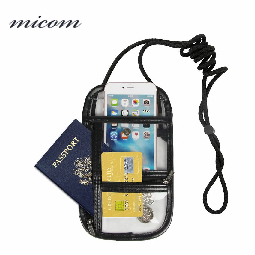 Passport Wallets Waterproof Transparent Bag Neck Passport Holder