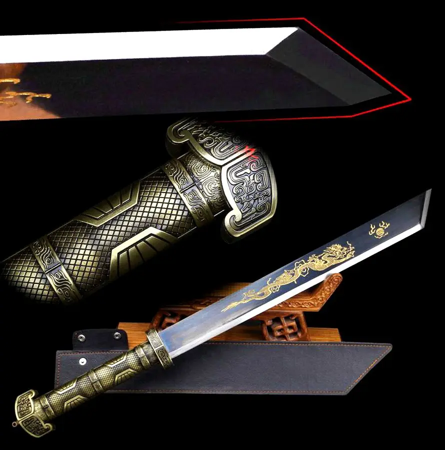 Strong Metal Handle Handmade Manganese Steel Gilt Chinese DaDao Sword