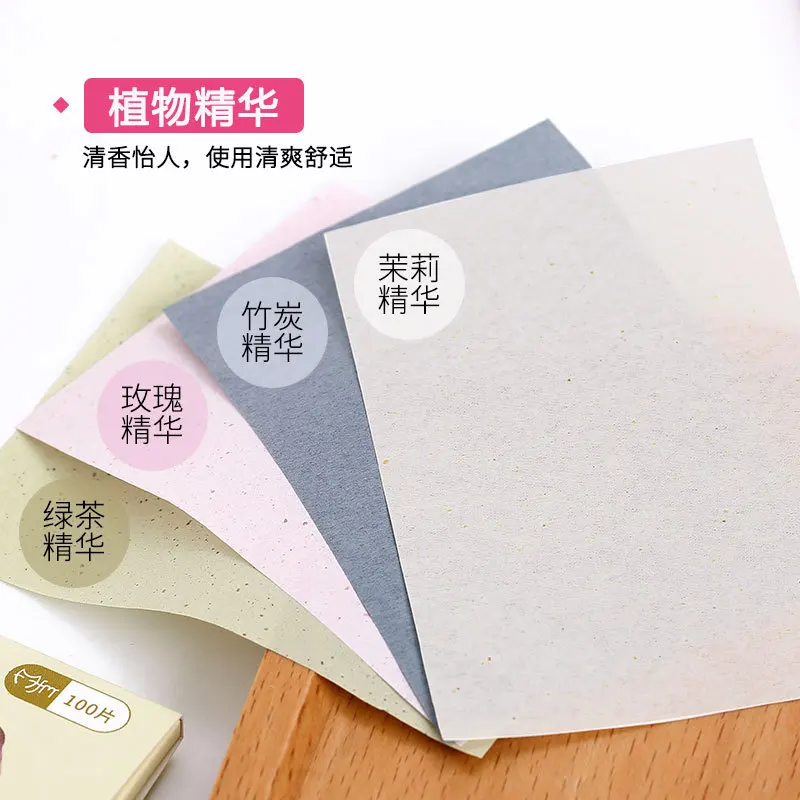 100pcs Portable absorbent paper oil control wipes green tea absorption tablets matcha oily facial blotting matte paper towel