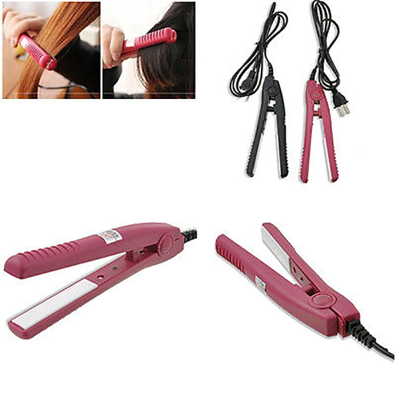 

High Quality Mini Hair straightener Iron Pink Ceramic Straightening Corrugated Curling Iron Styling Tools Hair Curler EU Plug