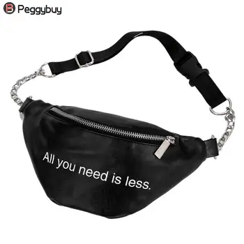 

2019 new Women PU Leather Fanny Pack Ladies Chain Pouch Phone Shoulder Waist Pack Teen Simple Belt Bags