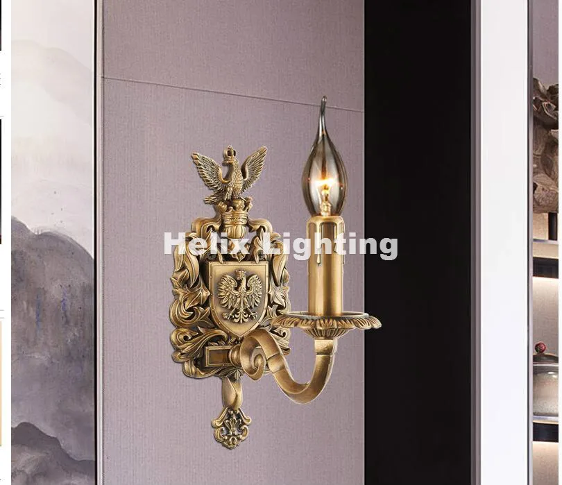 Европейский Стиль w11cm H24cm античная латунь E14 LED Бра Гостиная настенный светильник lamparas де сравнению аппликация murale светильник