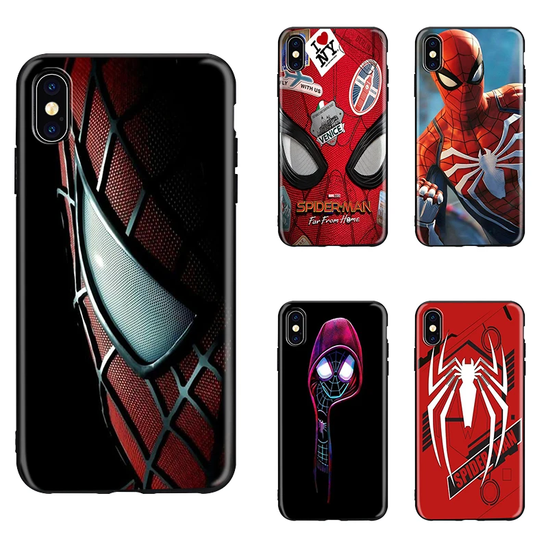 

Marvel Superheroes SpiderMan Far From Home Logo TPU Soft Phone Case for iPhone 8 7 6 6S Plus X 5 5S SE XS XR max 6plus