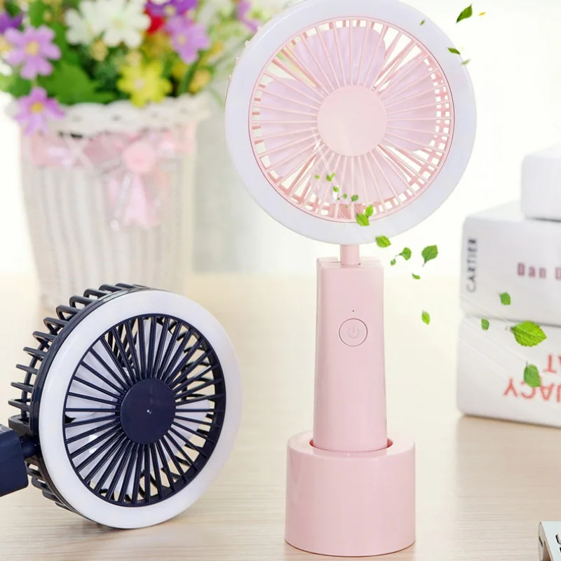  Portable USB Fan Rechargeable LED Light Fan Air Cooler Mini Desk Adjustable Angle 3 Speeds for Home