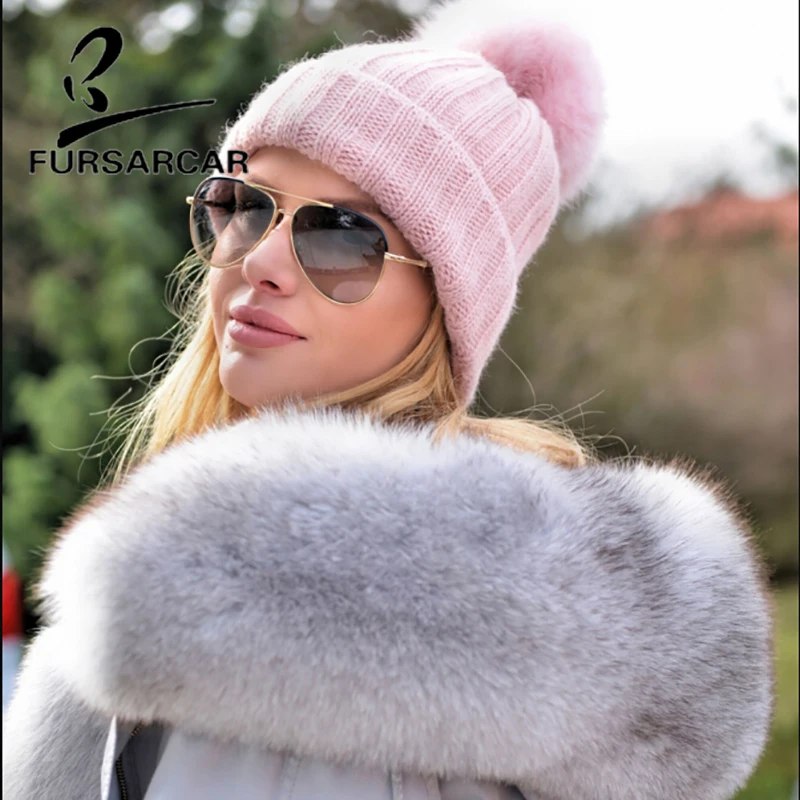 FURSARCAR/Новинка Женское пальто с натуральным мехом роскошная Зимняя Толстая теплая