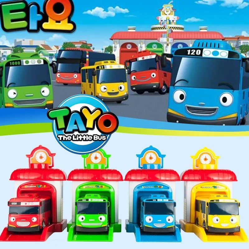 [Забавные] 4 шт./компл. масштабная модель игрушка, маленький автобус от Tayo Дети миниатюрный автобус Детские oyuncak garage tayo автобус выброса impact автомобиль