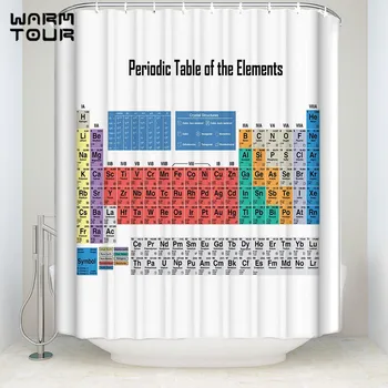 

Bath Shower Curtains Periodic Table Of Elements Welcome Mildew-resistant Bathroom Decor Sets with Hooks 72" x 72"