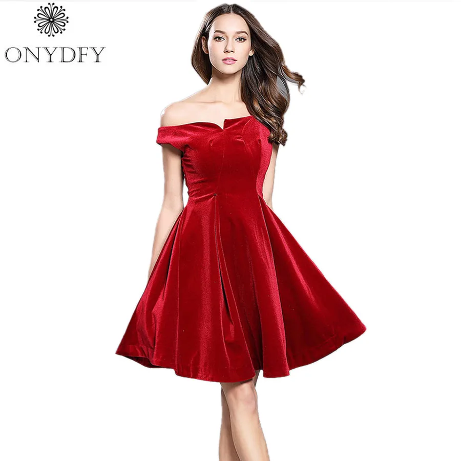 Wholesale 2017 Summer Dress Women Sexy Off Shoulder Evening Party Dresses Runway Vintage Elegant A-Line Velvet Dress Robe Femme Vestidos Buy Cheap 2017 Summer Dress Women Sexy Off Shoulder Evening Party Dresses Runway Vintage Elegant A-Line Velvet Dress Robe Femme Vestidos