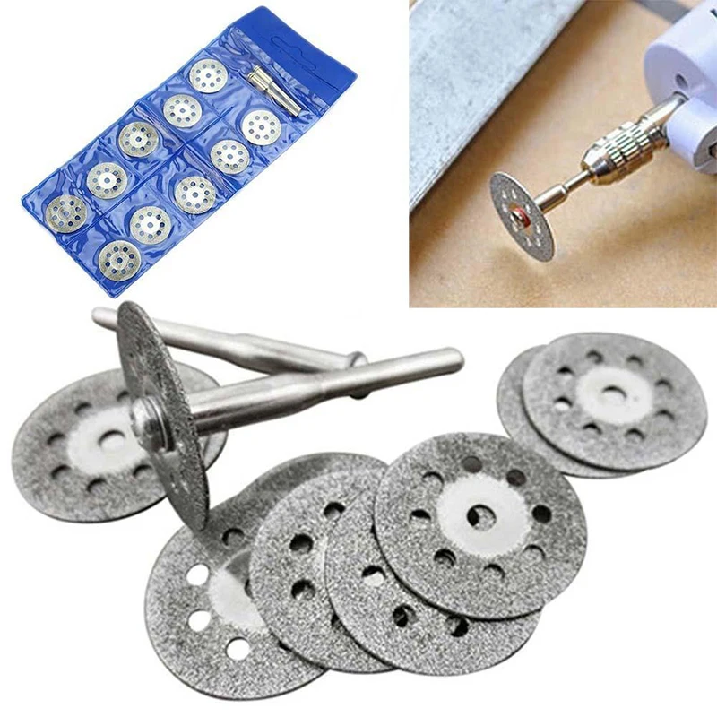 DWZ 1Set 10pcs Circular Blades Cutting Wheel Discs Mandrel Rotary Cut-off Tool