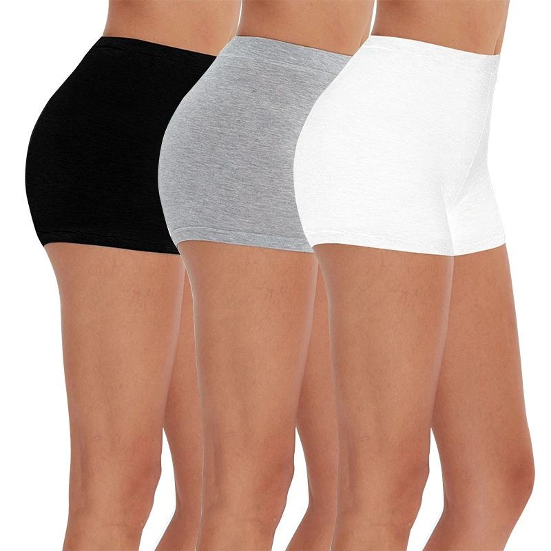 Pantalones cortos ajustados de LICRA para mujer, shorts de seguridad de viscosa respetuosos con el medio ambiente, negro, blanco y gris, 2 o 3 unidades, M30225|pantalones cortos interiores de sujeción| - AliExpress