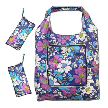 

40PCS / LOT Nylon Cloth Shopping Bag Folding Eco Portable Printing Handbag Reusable Travel Tote Pouch Wholesale