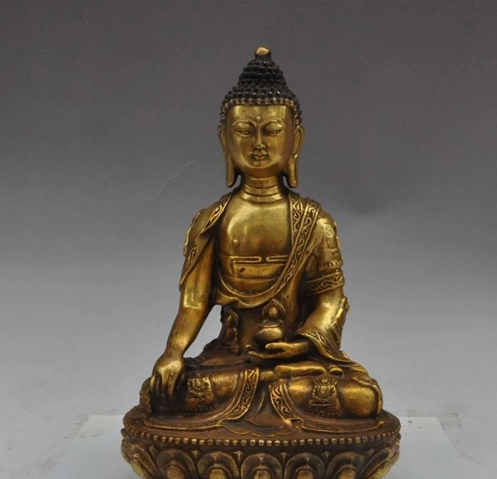 

tibet buddhism fane bronze gilt joss sakyamuni Tathagata Medicine Buddha statue