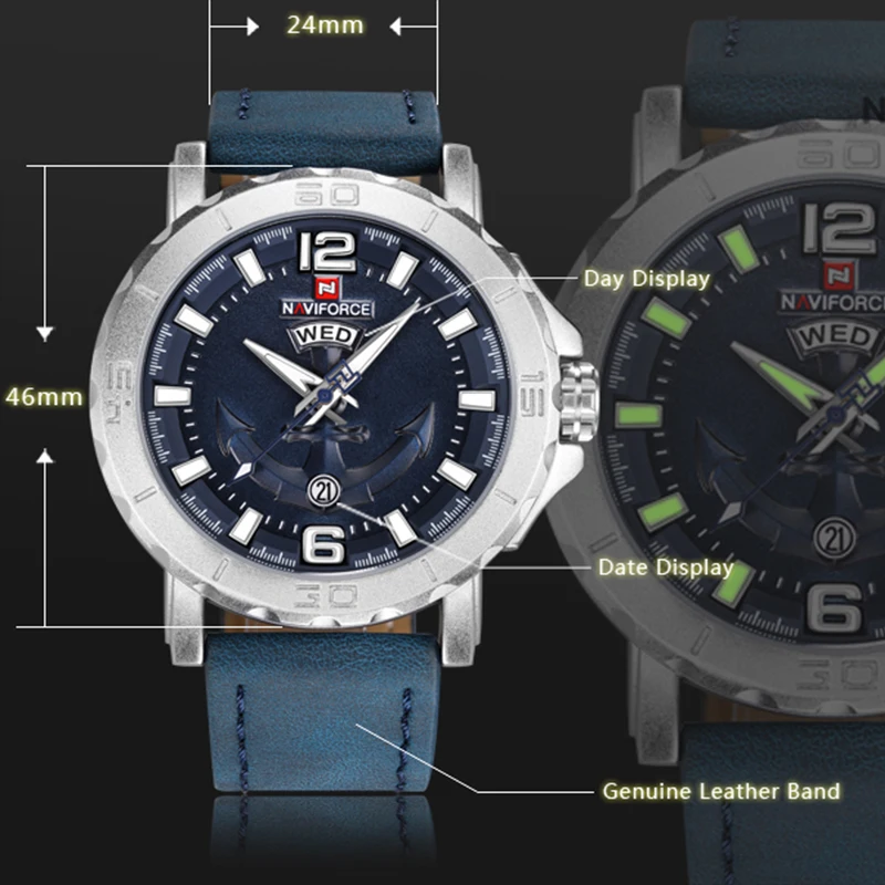  NAVIFORCE Men Watches Analog Date Clock Quartz Watch Men Army Military Wristwatch Luxury Brand Men 