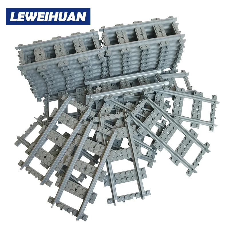 

10-100Pcs/Lot City Trains Train Track Rail Straight Rails Building Blocks Bricks Model Kids Toys Gifts Compatible With Legoings
