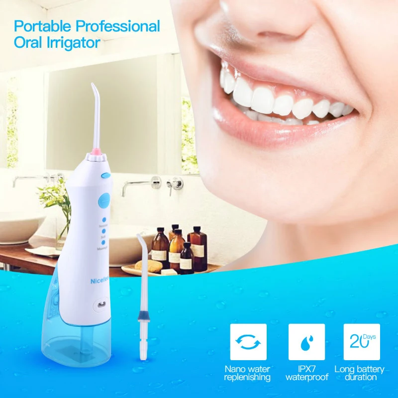 

Professional Rechargeable Oral irrigator Water Flosser Water Pick Waterpick Dental Flosser with 2 tips