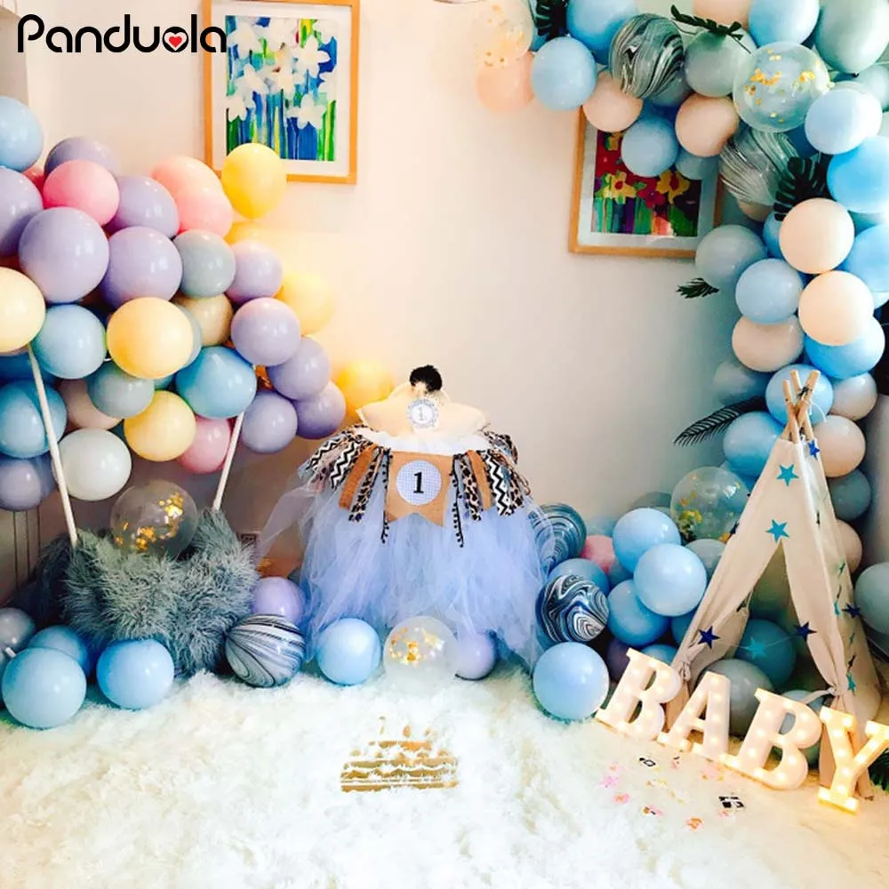 

10"100pcs macarons balloon Birthday Party Decorative Balloons Sweet party 1 year gender macarons color balloon wedding arch