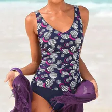 Женский купальник, сексуальный танкини, два куска, купальник для женщин,, Синий принт, танкини, купальный костюм с пуш-ап, женский бикини