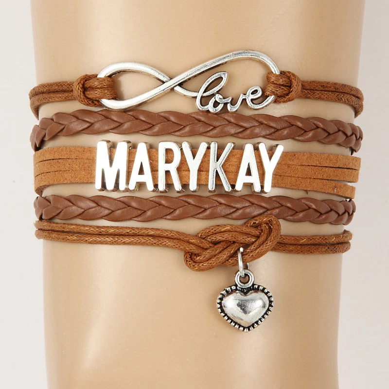 NCRHGL браслет Infinity Love MARY KAY с крыльями сердечком плетеный из искусственной кожи для