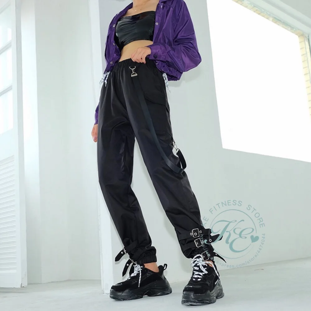 KE хипстеры stilo de calle pantalon cintura alta con hebillas Спорт femme Pantalon фитнес брюки для девочек спортивные штаны